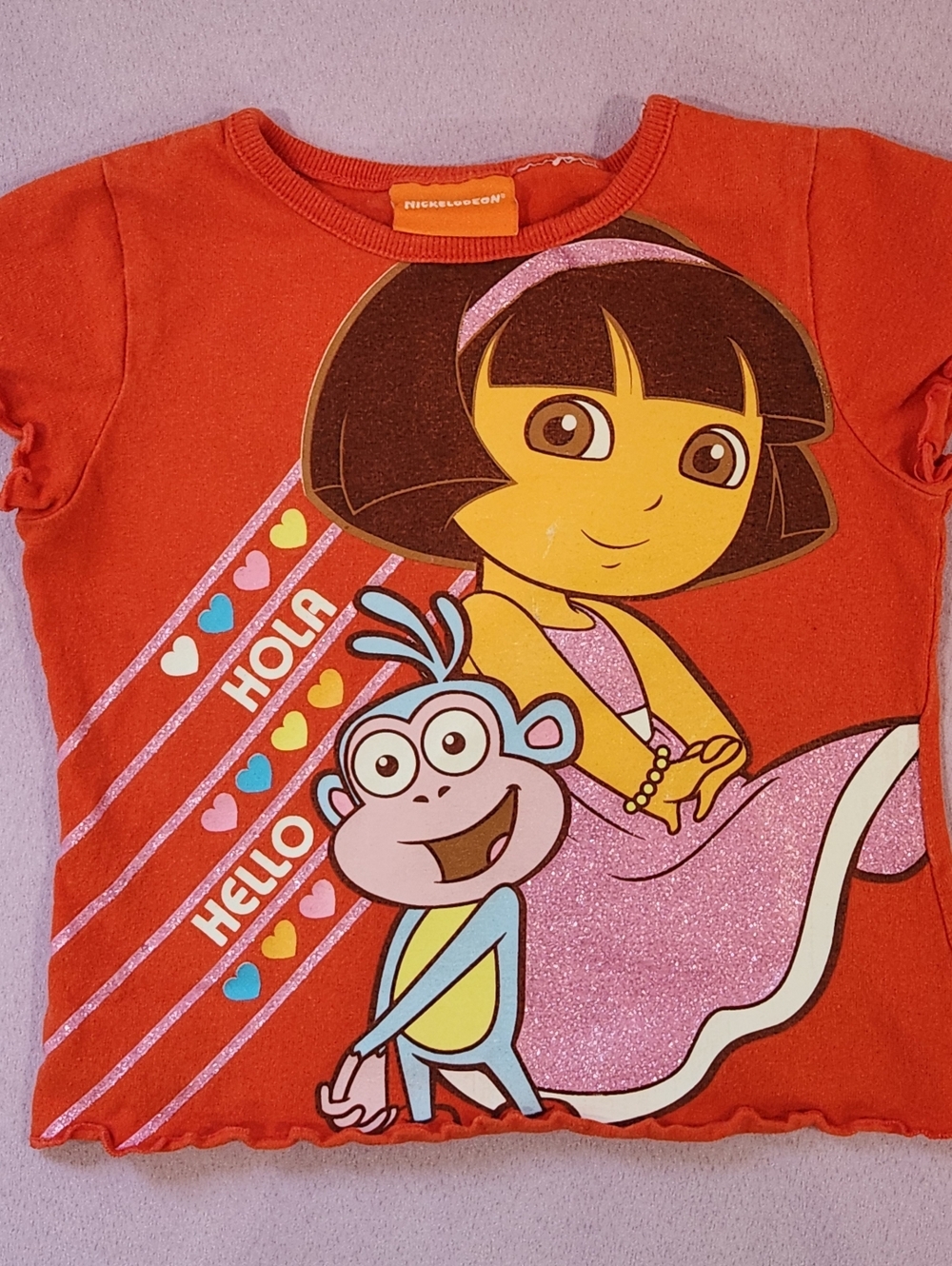 2009 Nickelodeon Dora the Explorer Lettuce Hem Graphic 3/4T Tee